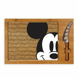Mickey Mouse Serviertablett und Messerset mit Glasplatte