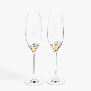 John Lewis & Partners Swirl Stem Champagnerflöte, 240 ml, klar / gold