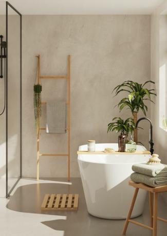 Badezimmer in Eiche mit Accessoires von dunelm