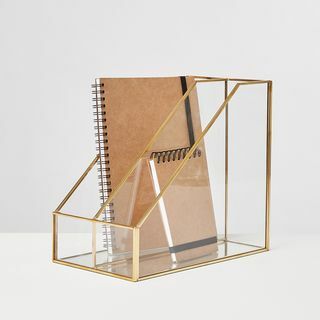 Maka Schreibtisch-Organizer aus Gold und Glas