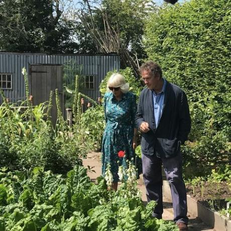 monty don begrüßt die camilla, hrh herzogin von cornwall, auf longmeadow, wo sie ihre liebe zur gärtnerei teilt