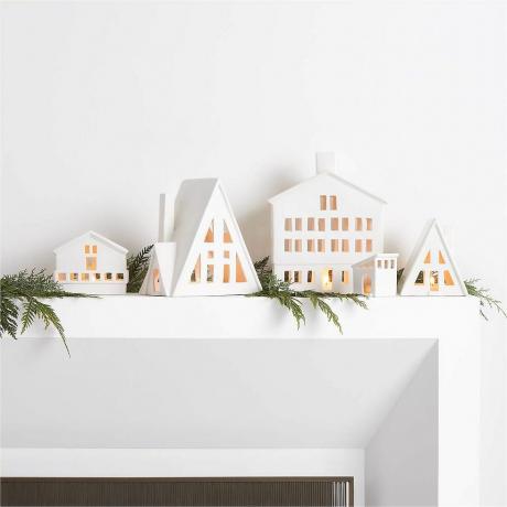 Alpenweißes Keramik-Weihnachtshaus