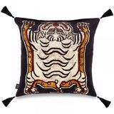 TIGRIS Large Velvet Cushion - Schwarz