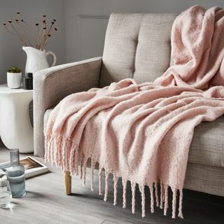 Sofaüberwurf im Mohair-Stil, 1,5 m x 2 m, Rosa