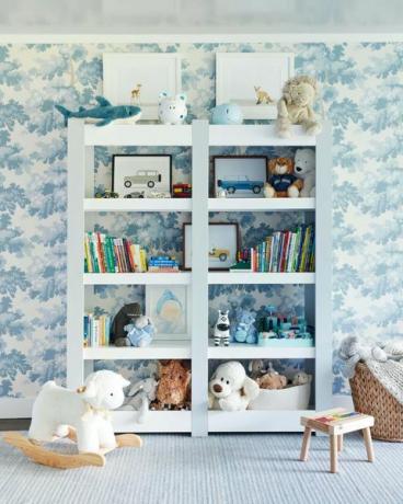 babyzimmer, blau, tapete, kinder