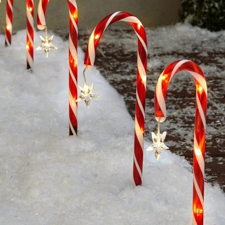 Solar-Zuckerstangen-Wegelichtpfähle, 8er-Set