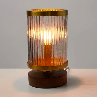 Vaso Schreibtischlampe aus goldfarbenem Metall und Glas
