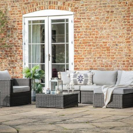 Valencia Outdoor Chaise Sofa und Sessel Set in Grau