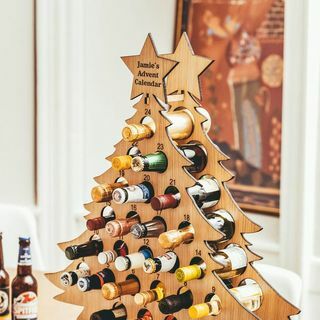 Personalisierter Eichen-Adventskalender für Getränke Weihnachtsbaum-Adventskalender 