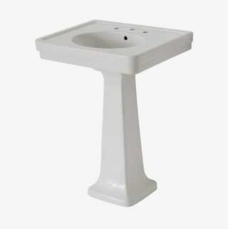 Alden Fine Fire Clay / Glas China Single Sockel Toilette Waschbecken mit Backsplash 26 "x 20" x 40 "