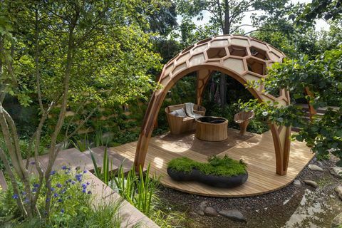 chelsea flower show 2022 der meta-garten, der die zukunft anbaut, entworfen von joe perkins, gesponsert von meta