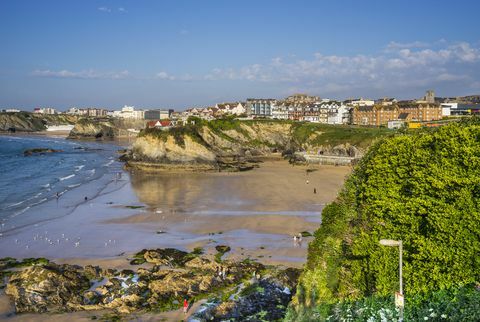 Großbritannien, Südwestengland, Cornwall, Newquay, Blick auf Towan Beach und Towan Island