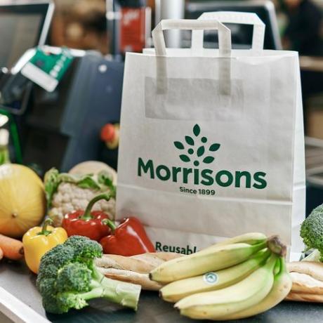 wiederverwendbare Papiertüte - morrisons stellt uns Papiertüten im Stil vor, um den Plastikverbrauch zu reduzieren