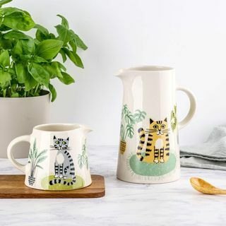 Handgemachter Keramik-Katzenkrug