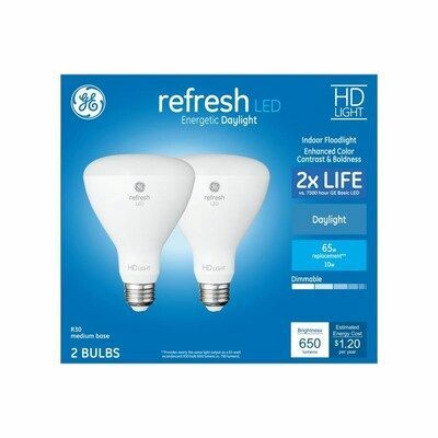 GE Refresh 65-Watt EQ LED Br30 Daylight dimmbare Flutlichtlampe (2er-Pack)