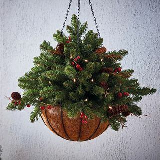 Vorbeleuchteter Weihnachtsampel mit Beerendekor