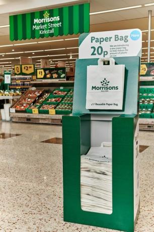 Wiederverwendbare Papiertüte - Morrisons führt Papiertüten im US-Stil ein, um den Plastikverbrauch zu senken