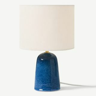 Nooby Tischlampe, Keramik mit blauer reaktiver Glasur