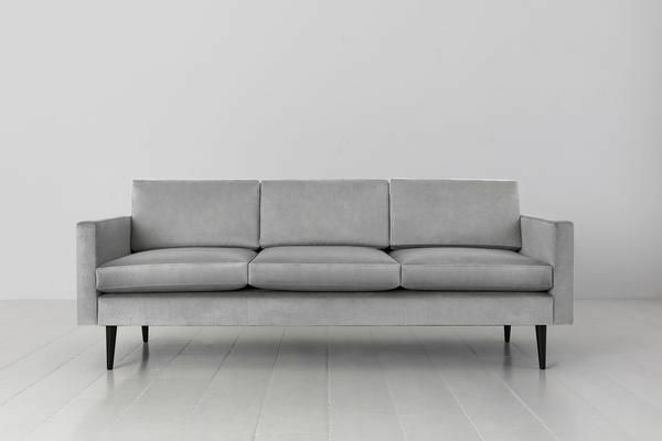 Modell 01 Samt 3-Sitzer-Sofa Hellgrau