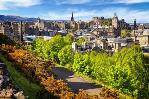 Blick über das historische Edinburgh von Calton Hill, Schottland, UK