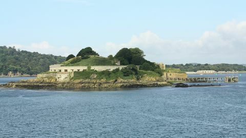 Drakes Insel in Plymouth Sound, England