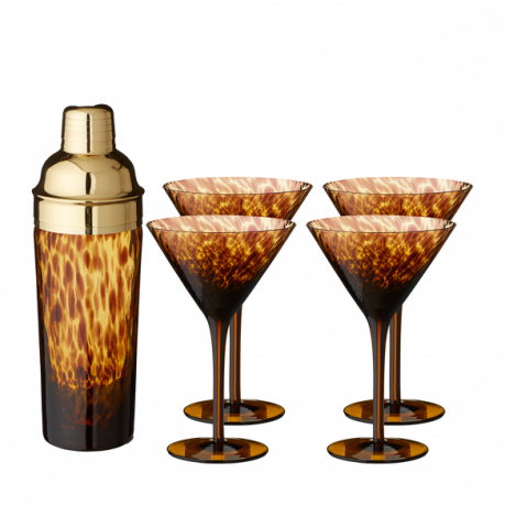 Cocktail-Set aus Schildpattglas